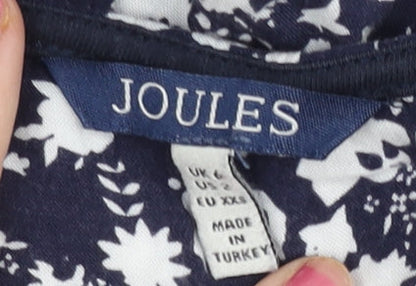 Joules Women’s Blue Floral Stripe Shift Dress UK 6 Cotton Viscose