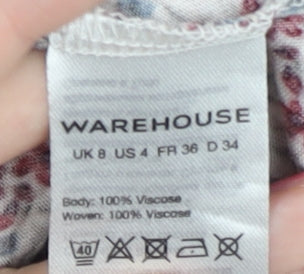 Womens UK Size 8 Warehouse Multicoloured Basic Tank