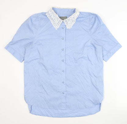 Womens UK Size M CULTURE Blue Classic Button-Up