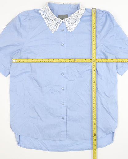 Womens UK Size M CULTURE Blue Classic Button-Up