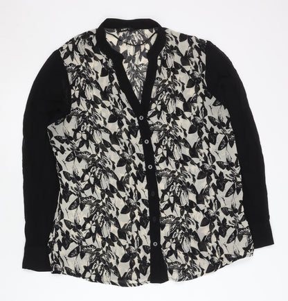 Womens UK Size 14 Roman Black Basic Button-Up