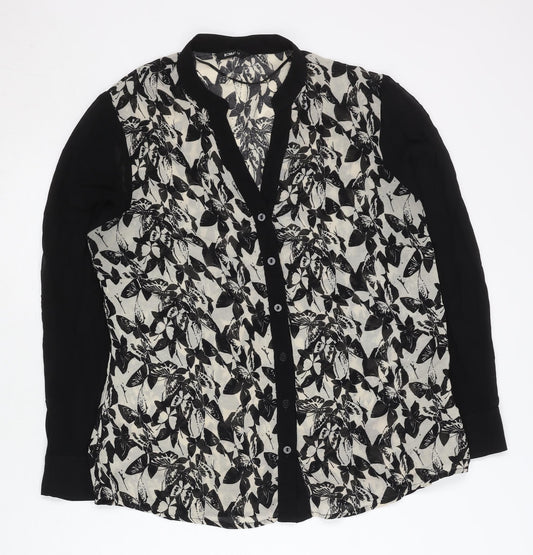 Womens UK Size 14 Roman Black Basic Button-Up
