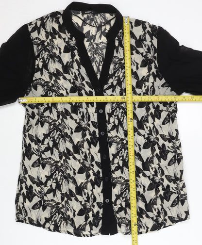Womens UK Size 14 Roman Black Basic Button-Up