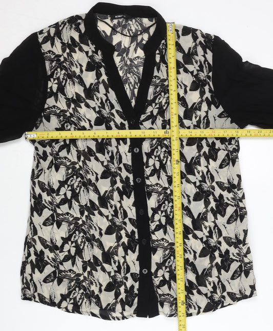 Womens UK Size 14 Roman Black Basic Button-Up