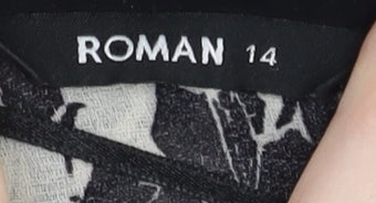 Womens UK Size 14 Roman Black Basic Button-Up