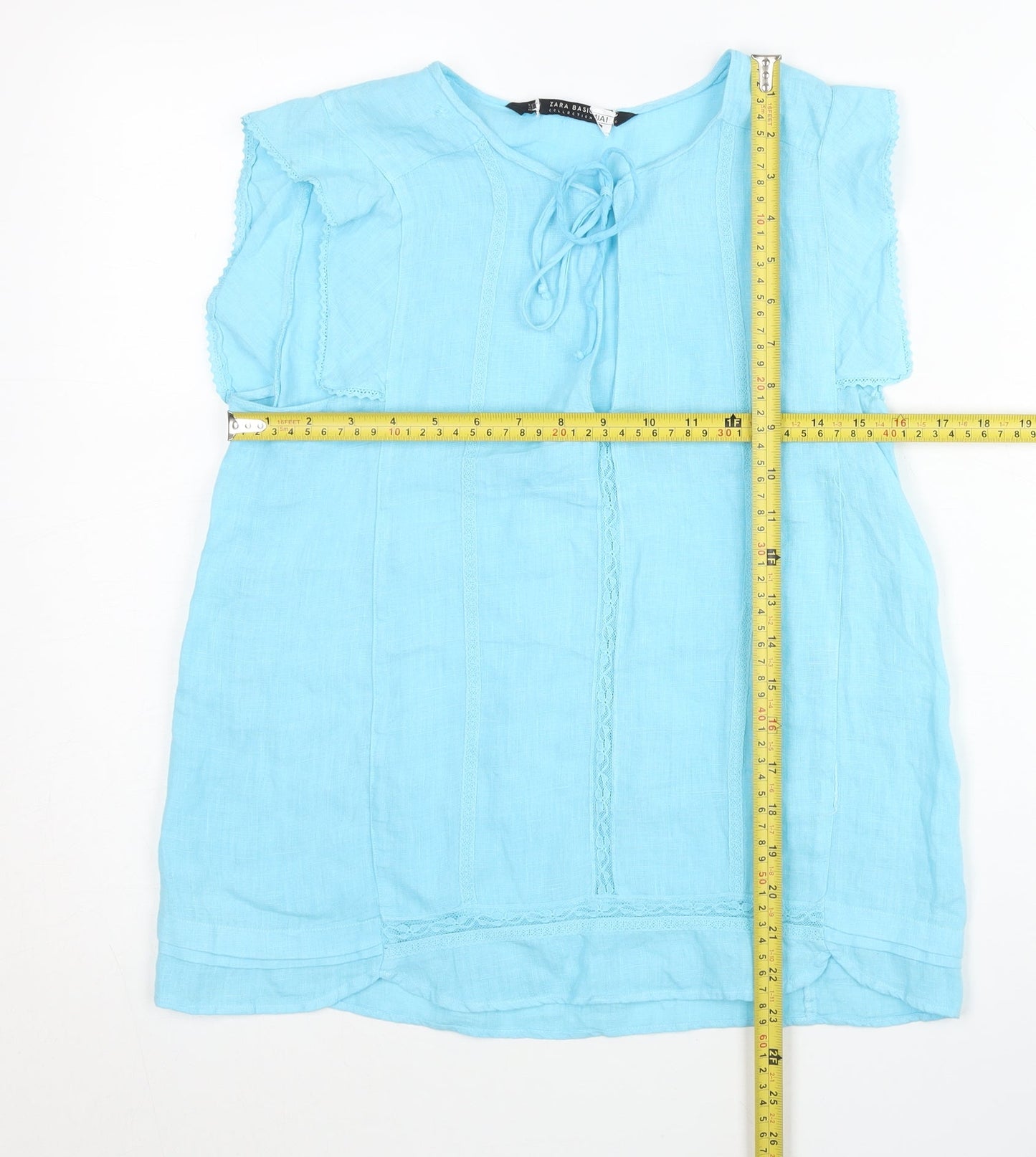 Womens UK Size S Zara Blue Tunic Blouse