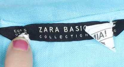 Womens UK Size S Zara Blue Tunic Blouse