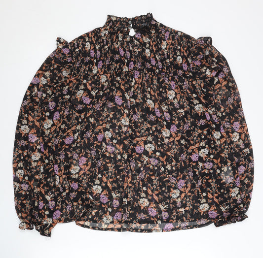 New Look Womens Floral Chiffon Tunic Blouse UK 14 Multicoloured