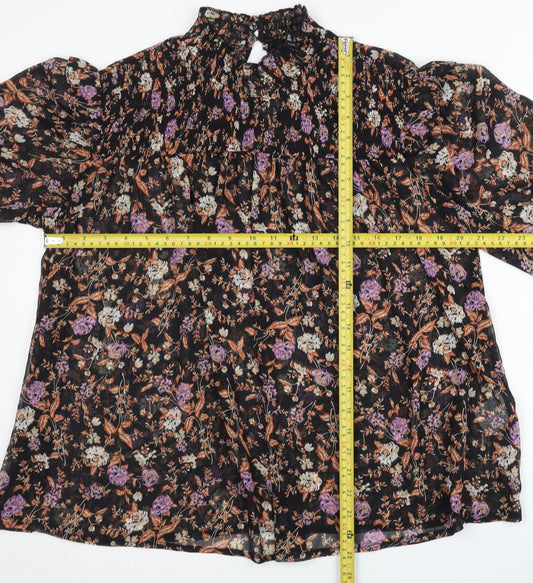 New Look Womens Floral Chiffon Tunic Blouse UK 14 Multicoloured