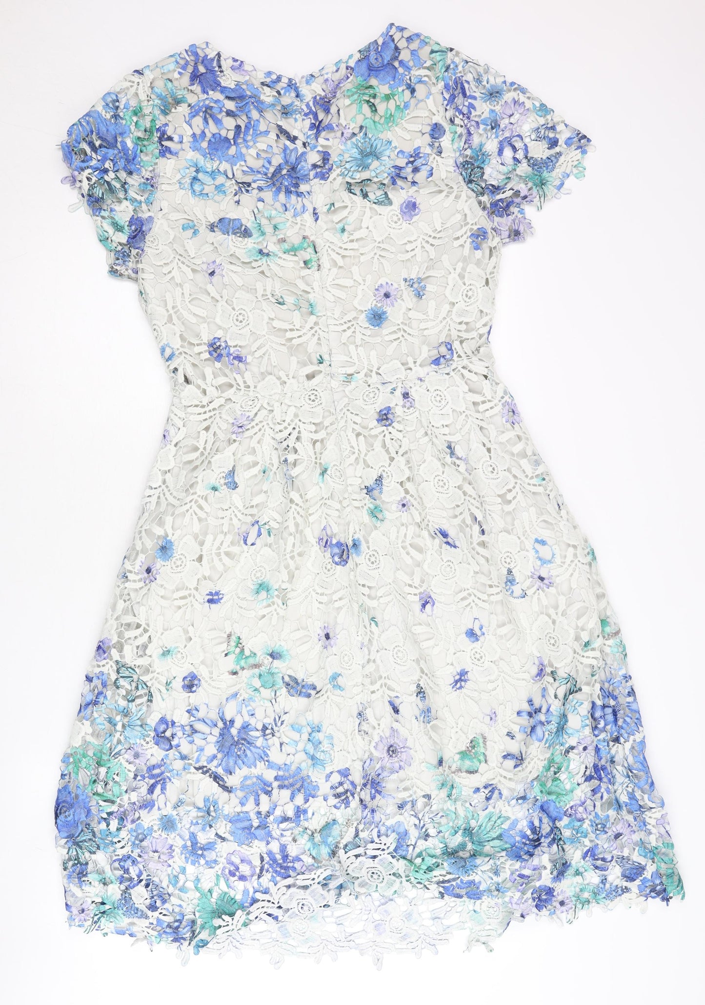 Yumi Women’s Multicoloured Floral Lace Knee Length Fit & Flare Dress UK 12