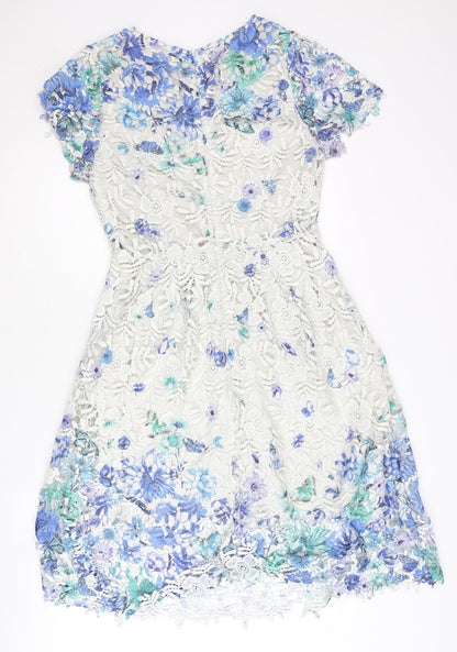 Yumi Women’s Multicoloured Floral Lace Knee Length Fit & Flare Dress UK 12