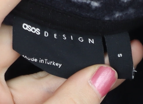 ASOS DESIGN Men’s Black Paisley Fleece Jacket Small Regular Zip