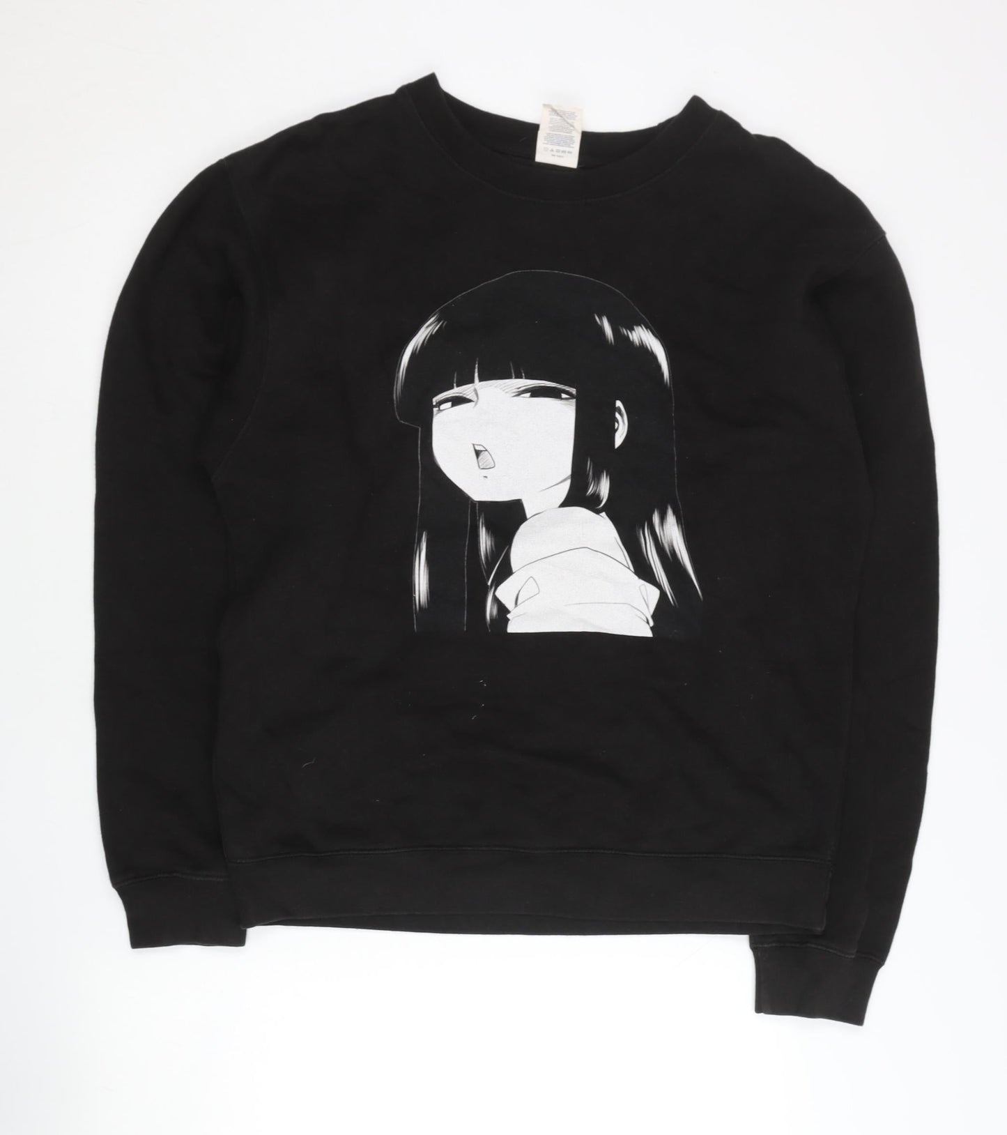 Delta Fleece Mens Black Anime Graphic Pullover Sweatshirt Size M