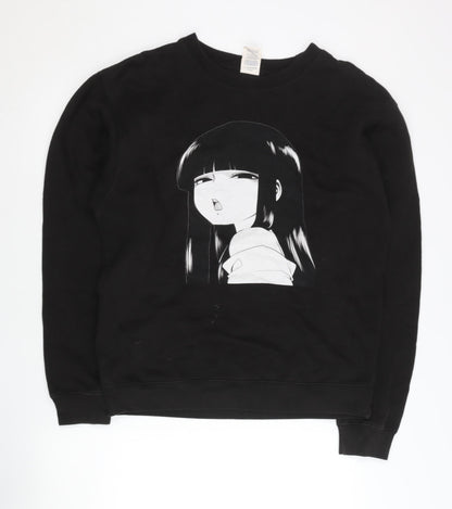 Delta Fleece Mens Black Anime Graphic Pullover Sweatshirt Size M