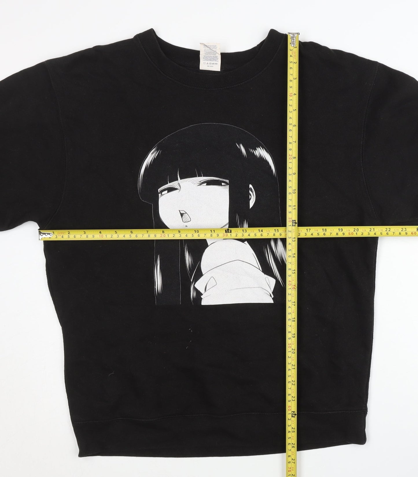 Delta Fleece Mens Black Anime Graphic Pullover Sweatshirt Size M