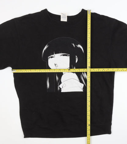 Delta Fleece Mens Black Anime Graphic Pullover Sweatshirt Size M