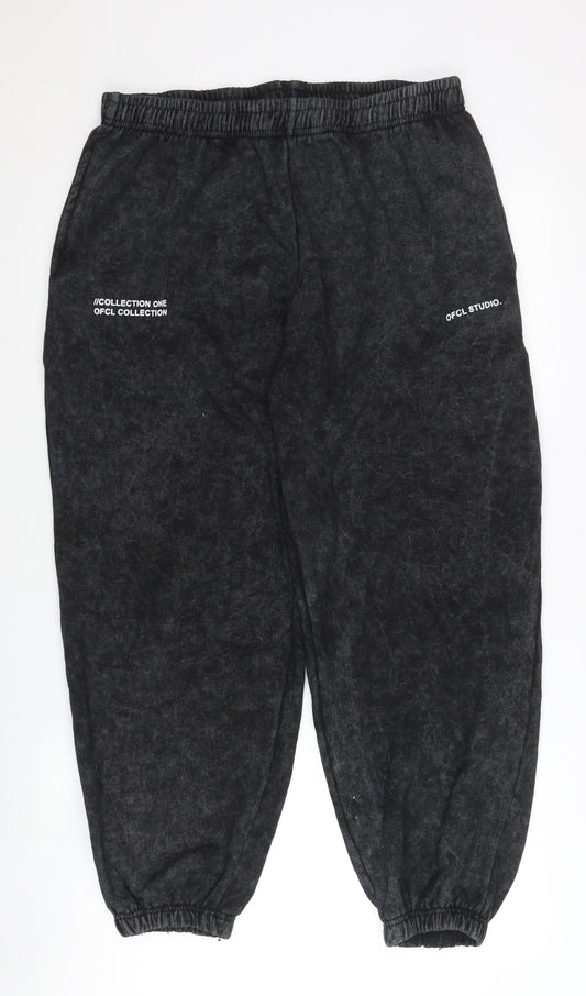 Boohoo Women Black Jogger Sweatpants L Cotton Blend Tapered