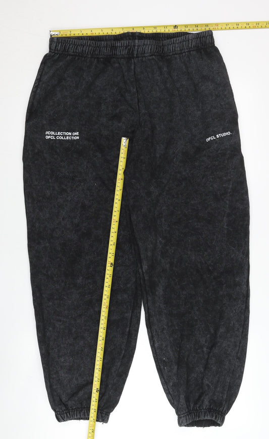 Boohoo Women Black Jogger Sweatpants L Cotton Blend Tapered