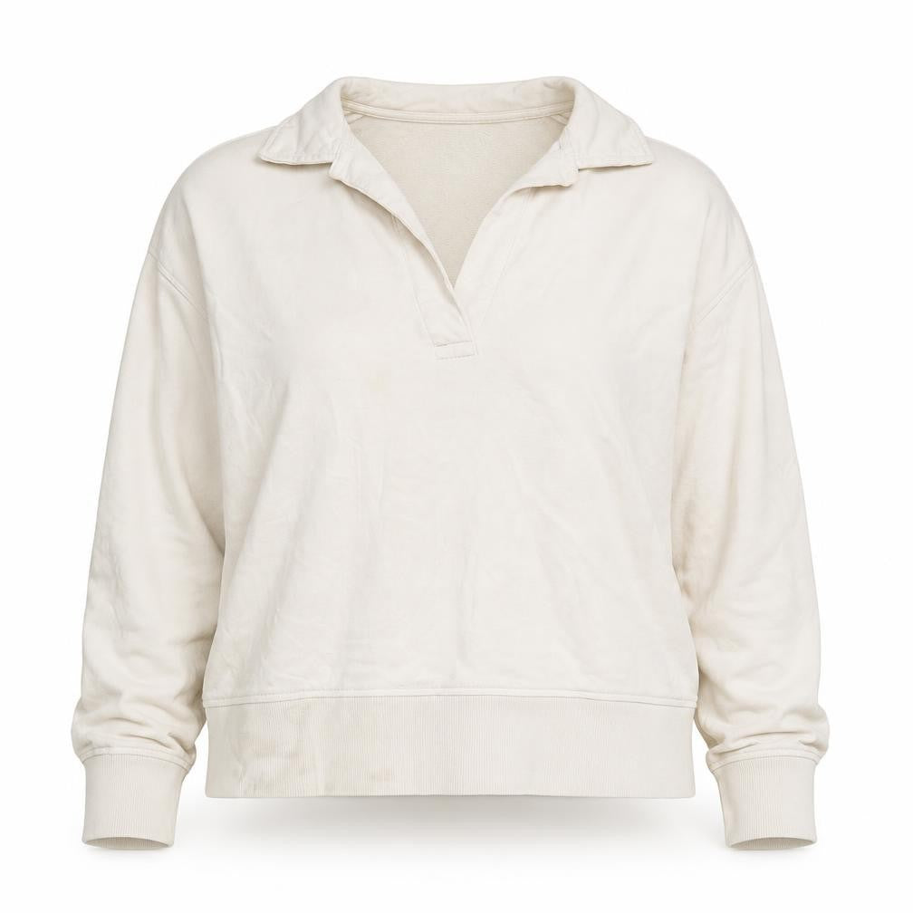 Zara Women Beige Collared Pullover Sweatshirt Size S