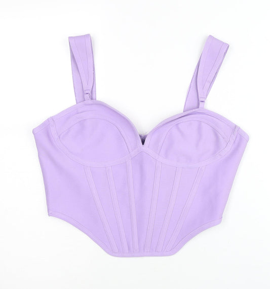 PrettyLittleThing Womens Purple Size 14 Cropped Corset Tank Top