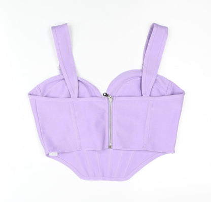 PrettyLittleThing Womens Purple Size 14 Cropped Corset Tank Top