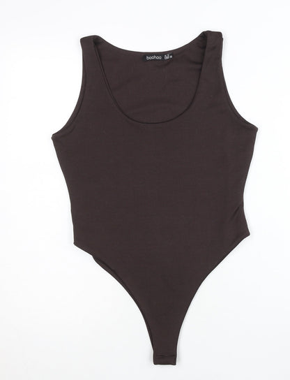 Boohoo Women’s Brown Bodysuit UK 12 Scoop Neck Sleeveless Stretch