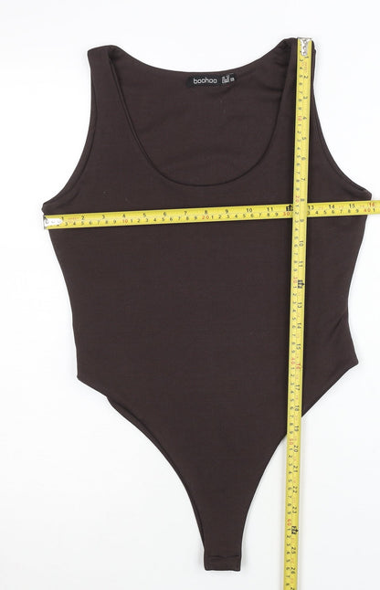 Boohoo Women’s Brown Bodysuit UK 12 Scoop Neck Sleeveless Stretch