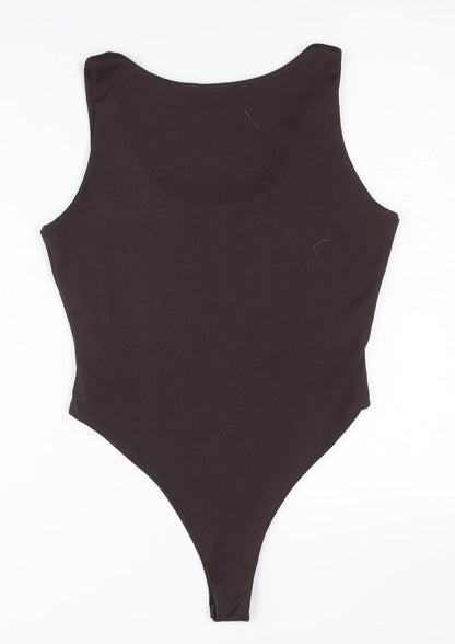 Boohoo Women’s Brown Bodysuit UK 12 Scoop Neck Sleeveless Stretch