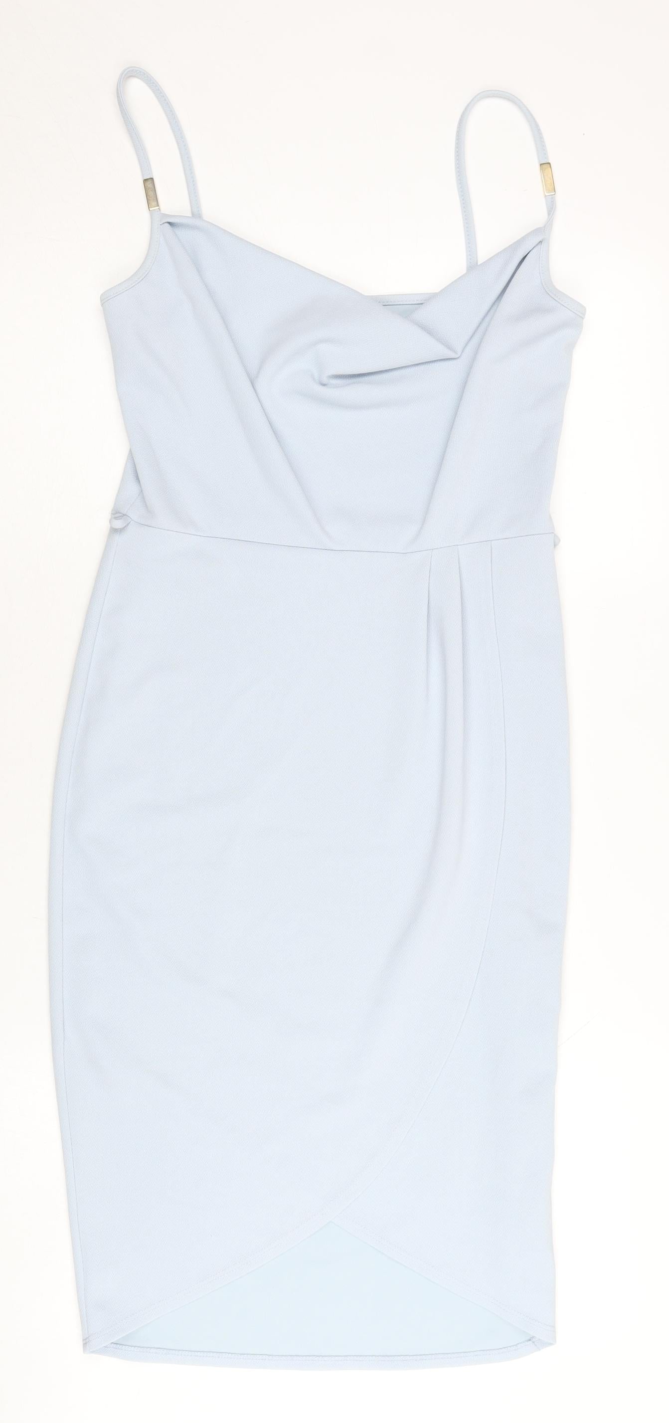 Miss Selfridge Women’s Blue Bodycon Cowl Neck Dress Size 10