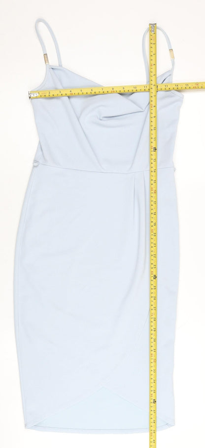 Miss Selfridge Women’s Blue Bodycon Cowl Neck Dress Size 10