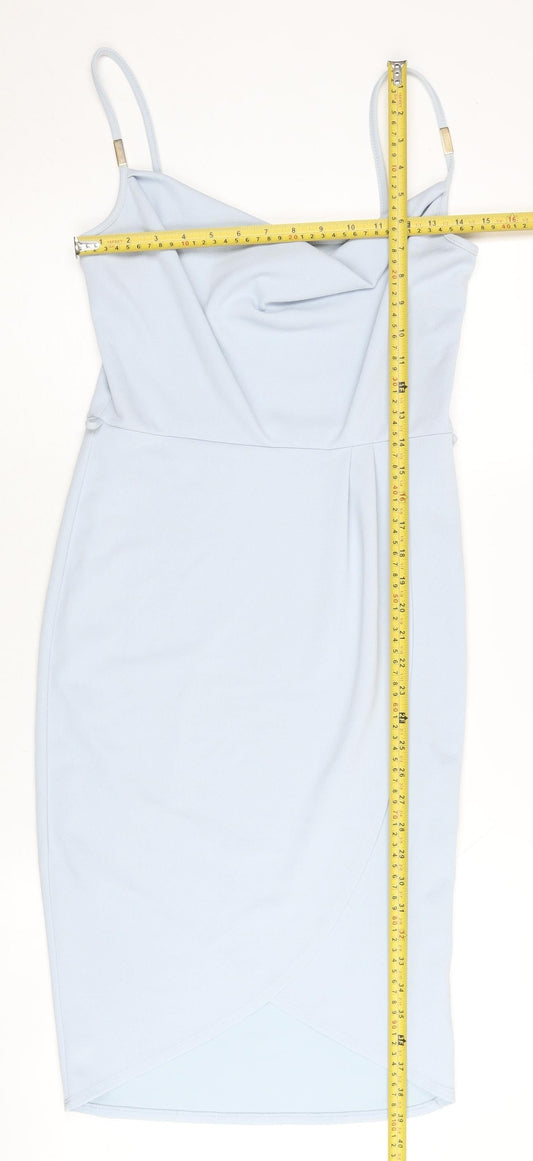 Miss Selfridge Women’s Blue Bodycon Cowl Neck Dress Size 10