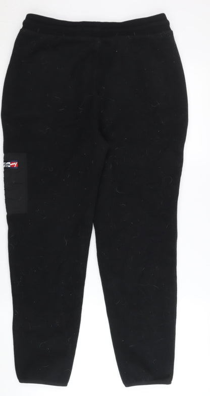 Tommy Jeans Men Black Joggers Size M Fleece Elastic Waist Pockets