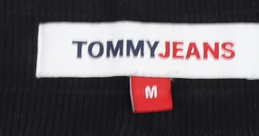 Tommy Jeans Men Black Joggers Size M Fleece Elastic Waist Pockets