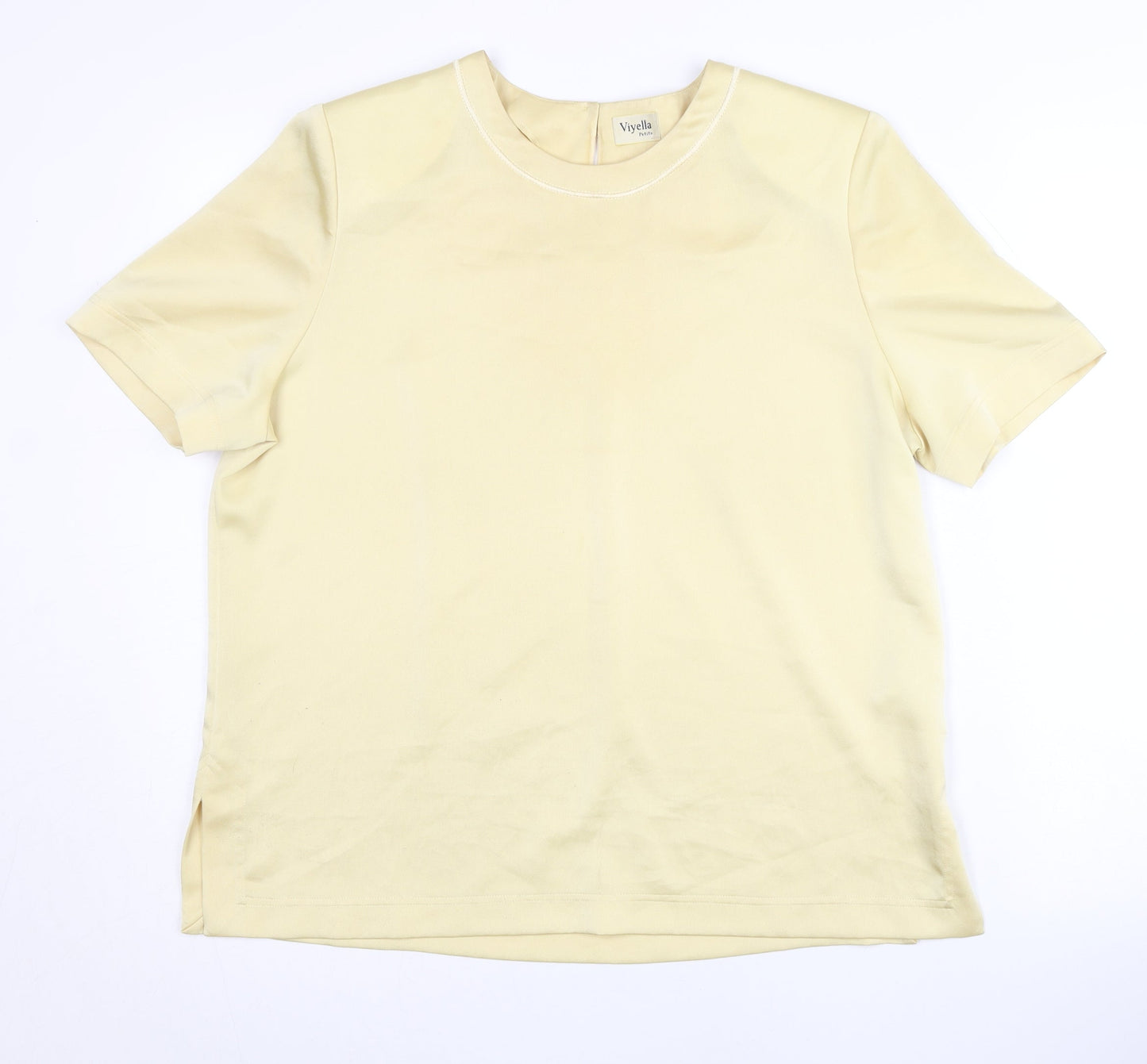 Womens UK Size 12 Viyella Beige Basic T-Shirt