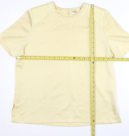 Womens UK Size 12 Viyella Beige Basic T-Shirt