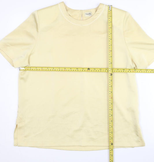 Womens UK Size 12 Viyella Beige Basic T-Shirt
