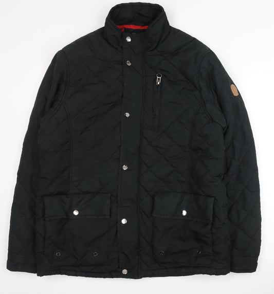 D555 Men’s Black Quilted Polyester Jacket M Regular Fit Casual