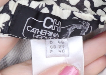 Catherina Hepburn Womens Black White Floral Midi A-Line Skirt Size 20