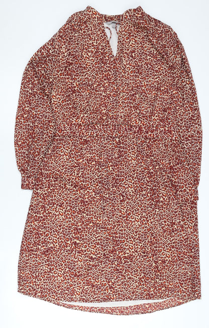 H&M Women’s Red Animal Print Shift Dress Size 16 Knee Length