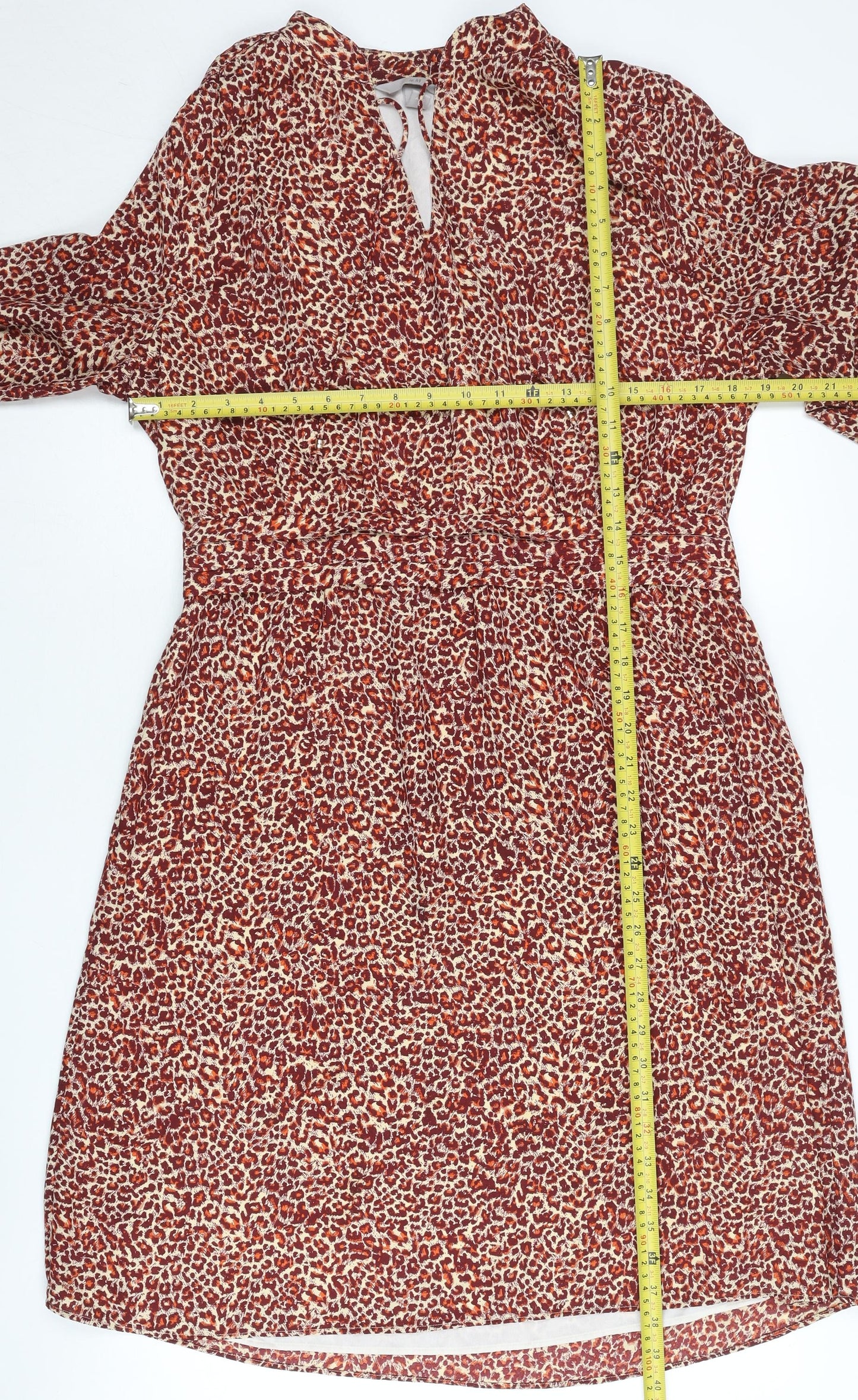 H&M Women’s Red Animal Print Shift Dress Size 16 Knee Length
