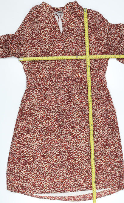 H&M Women’s Red Animal Print Shift Dress Size 16 Knee Length