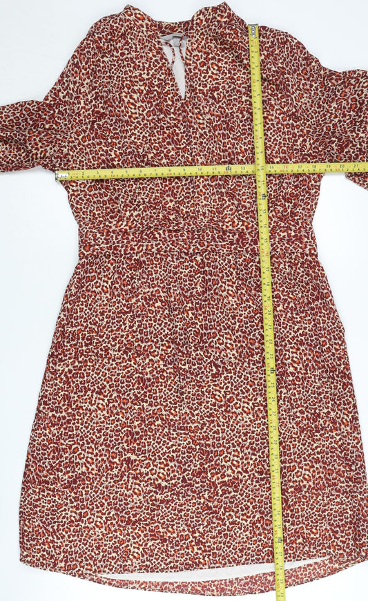 H&M Women’s Red Animal Print Shift Dress Size 16 Knee Length