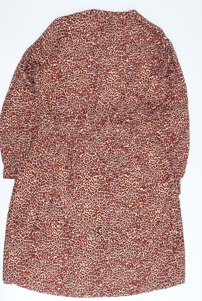 H&M Women’s Red Animal Print Shift Dress Size 16 Knee Length