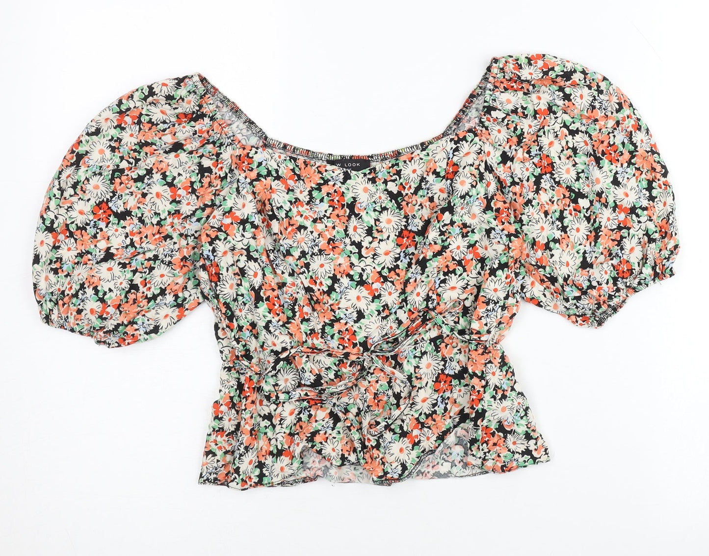 New Look Petite Womens Multicoloured Floral Puff Sleeve Blouse UK 8