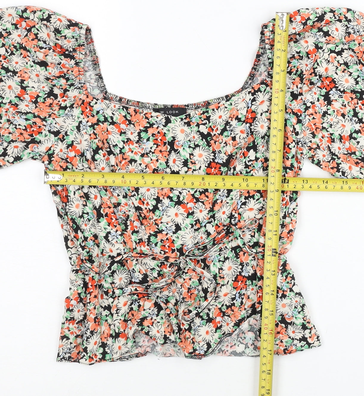 New Look Petite Womens Multicoloured Floral Puff Sleeve Blouse UK 8