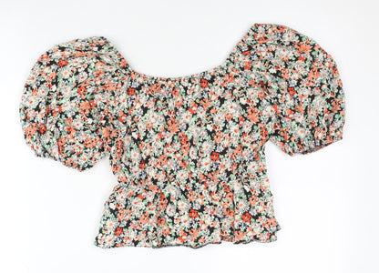 New Look Petite Womens Multicoloured Floral Puff Sleeve Blouse UK 8