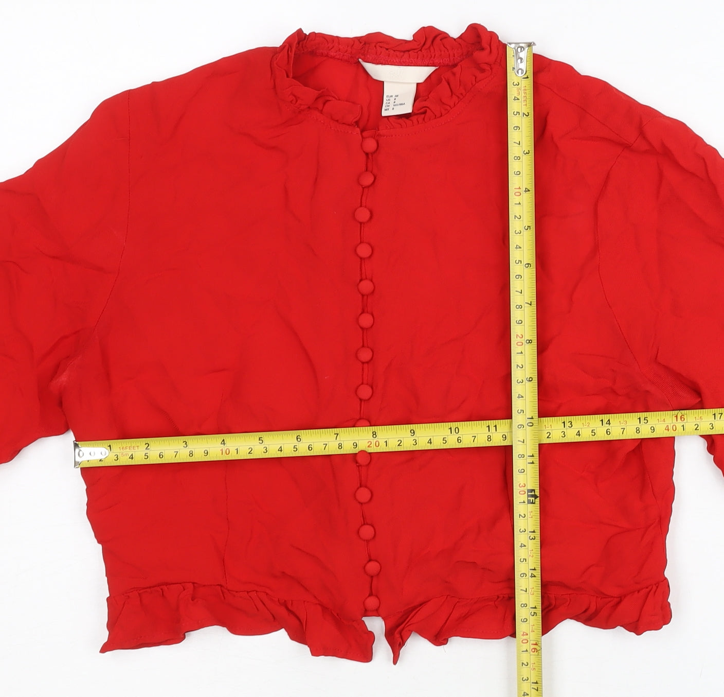 Womens UK Size 10 H&M Red Cropped Blouse