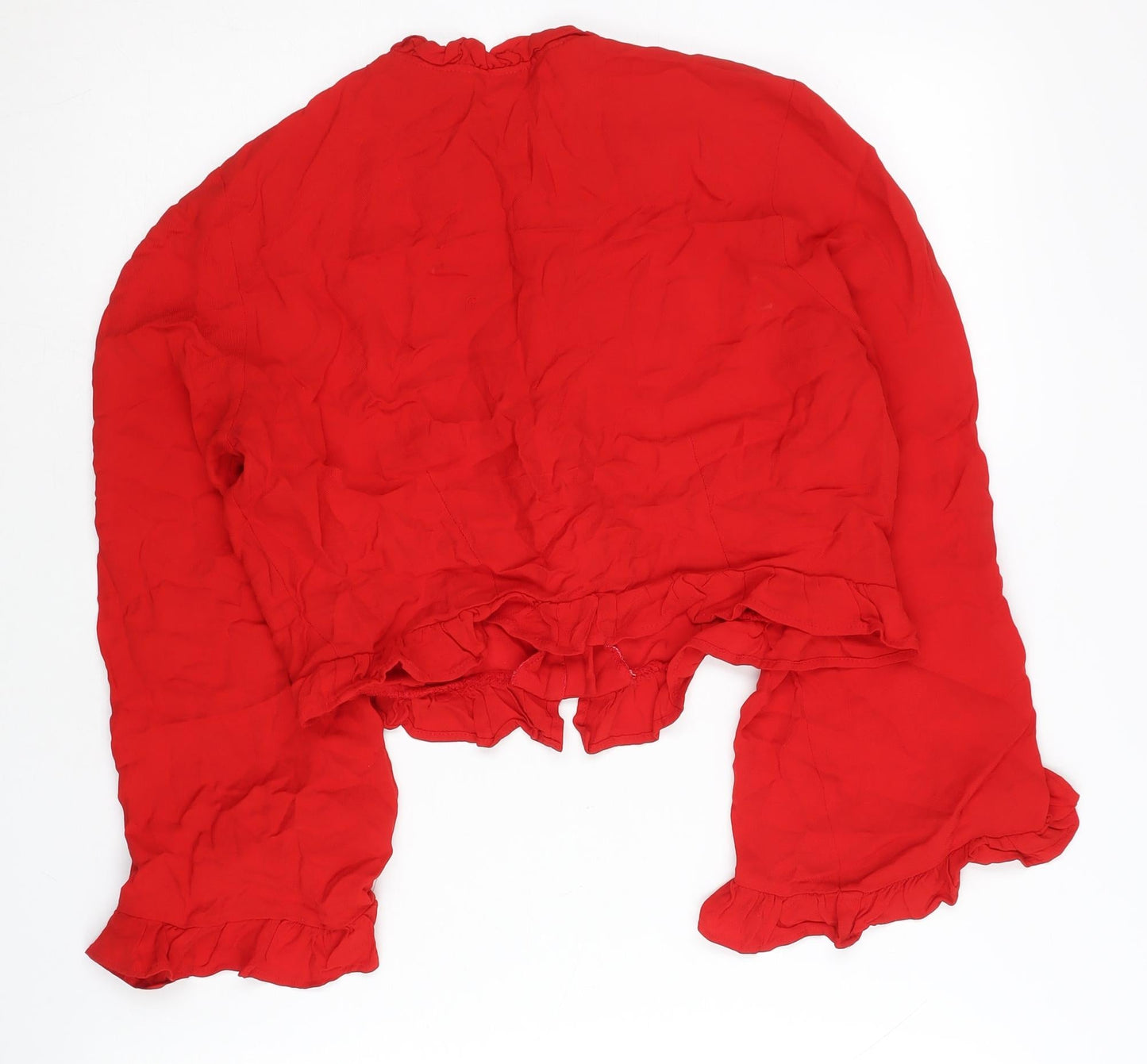 Womens UK Size 10 H&M Red Cropped Blouse