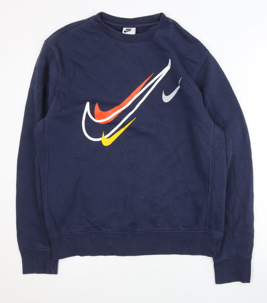 Nike Women’s Blue Pullover Sweatshirt Small Crew Neck Logo Sportswear