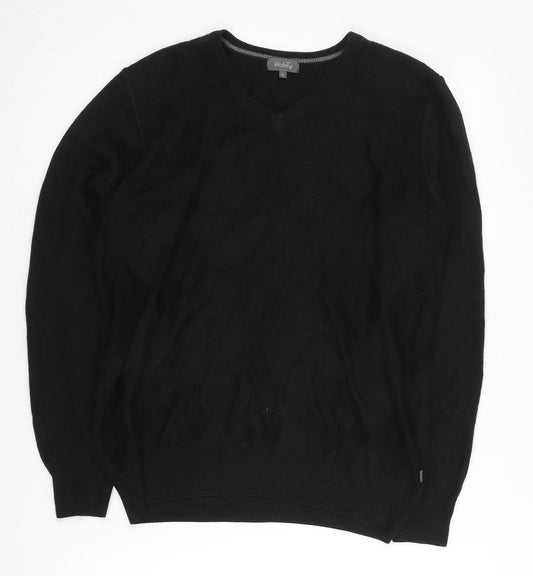 Wolsey Men’s Black Wool Blend V-Neck Pullover Jumper Size S